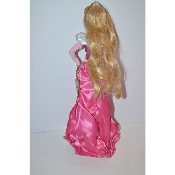 Disney Sleeping Beauty Princess Aurora Porcelain Doll 14" Brass Key Pink - Picture 9 of 11